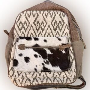 Myra Bag Brown and Cream Patterned Backpack